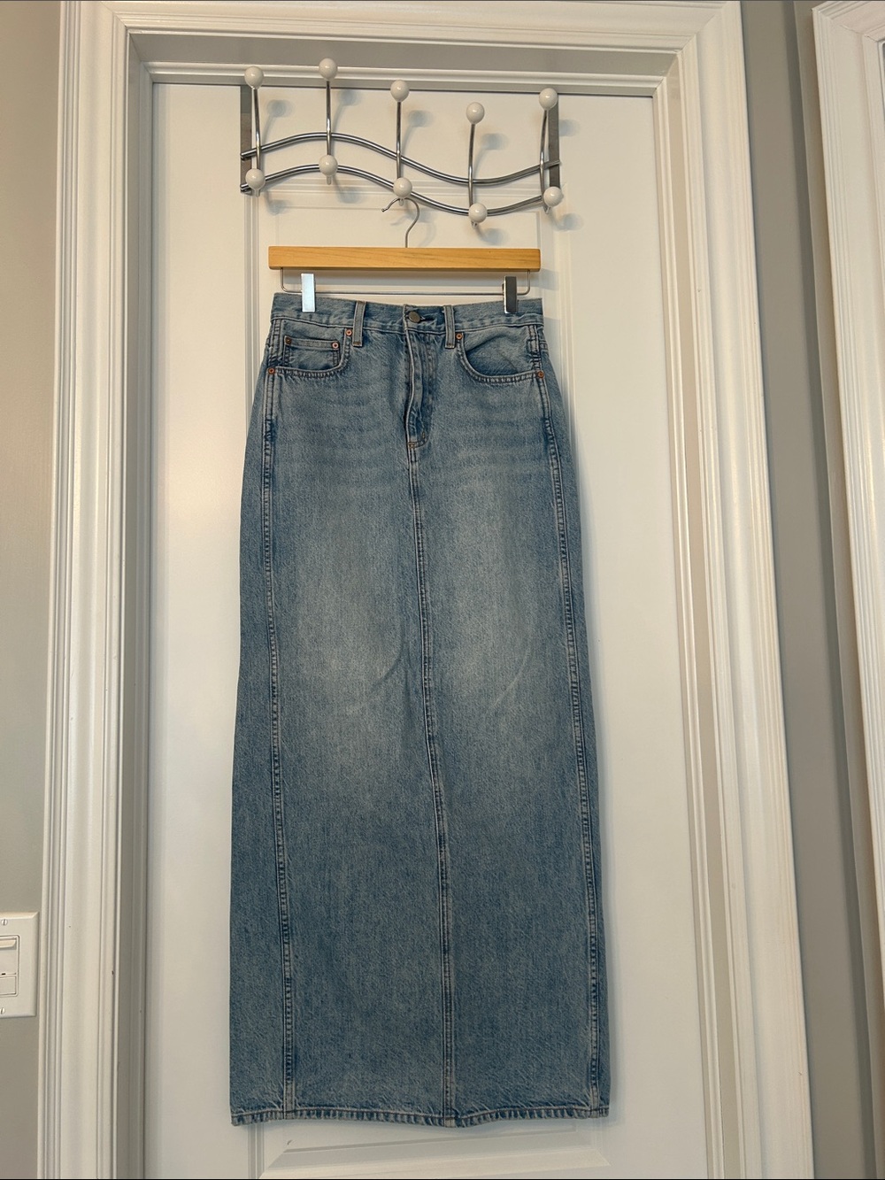 Denim Forum 90s pencil maxi jean skirt